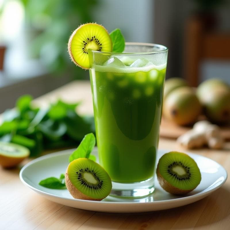 Zumo Verde de Kiwi, Espinaca y Jengibre: Bebida Depurativa y Rica en Vitamina C en 5 Minutos