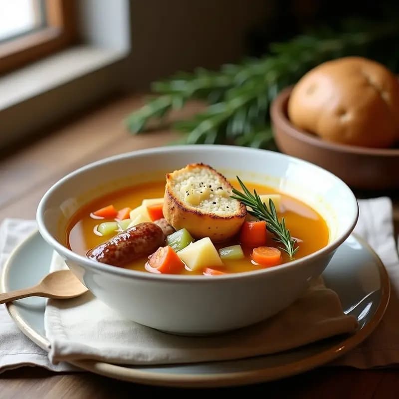 Zuppe inglesi con salchichas italianas y verduras: Sopa reconfortante para invierno
