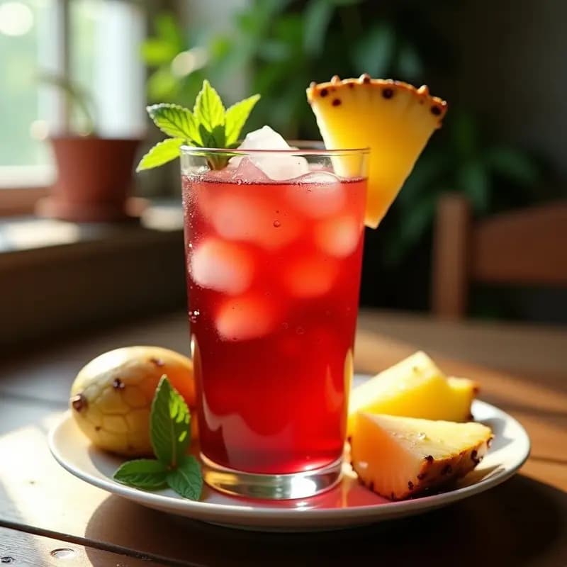 Agua de Jamaica con Piña y Mentol: Refresco Mexicano Detox para el Verano