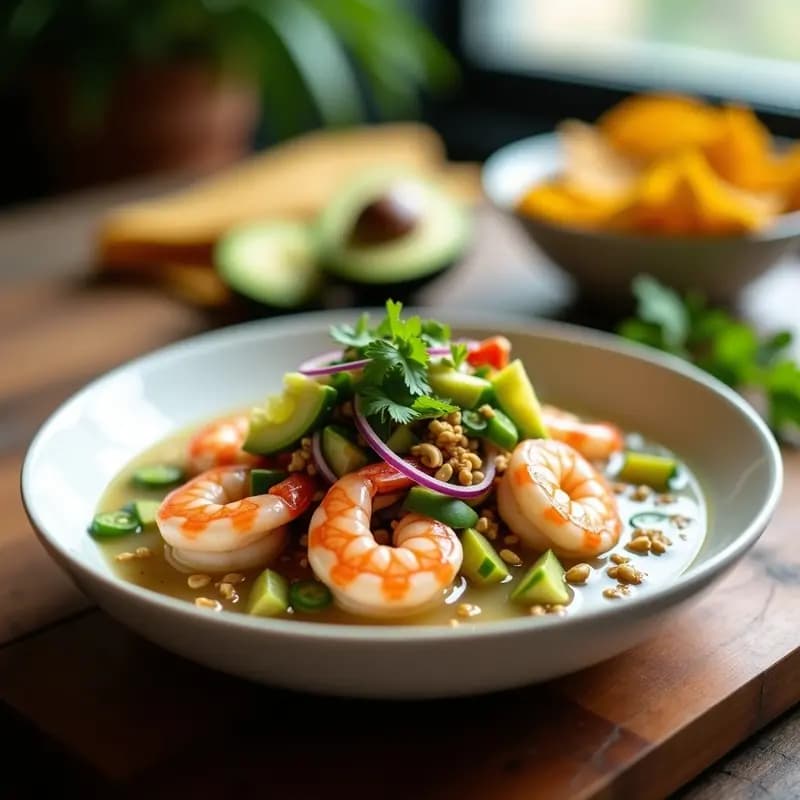 Aguachile de Camarones con Limón y Chile Verde: Receta Mexicana Alta en Proteína y Sin Cocción