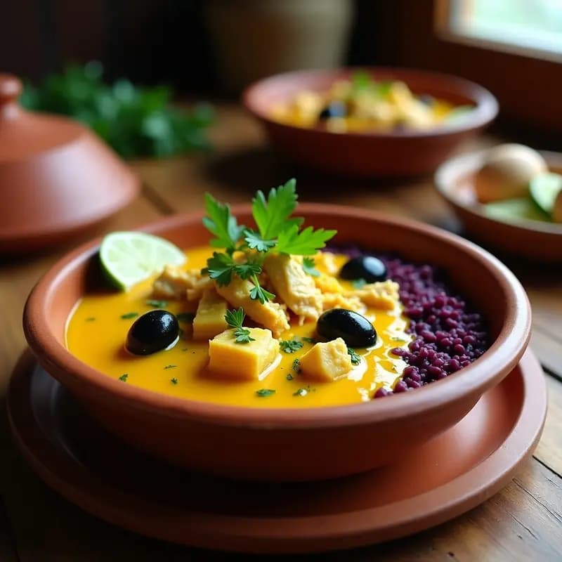 Aji de Gallina Peruano con Arroz Morado: Receta en Olla Express Sin Lactosa