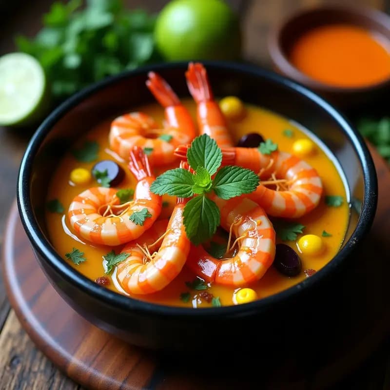 Alarma de Camarones Peruanos: Ceviche Caliente con Leche de Tigre Especiada