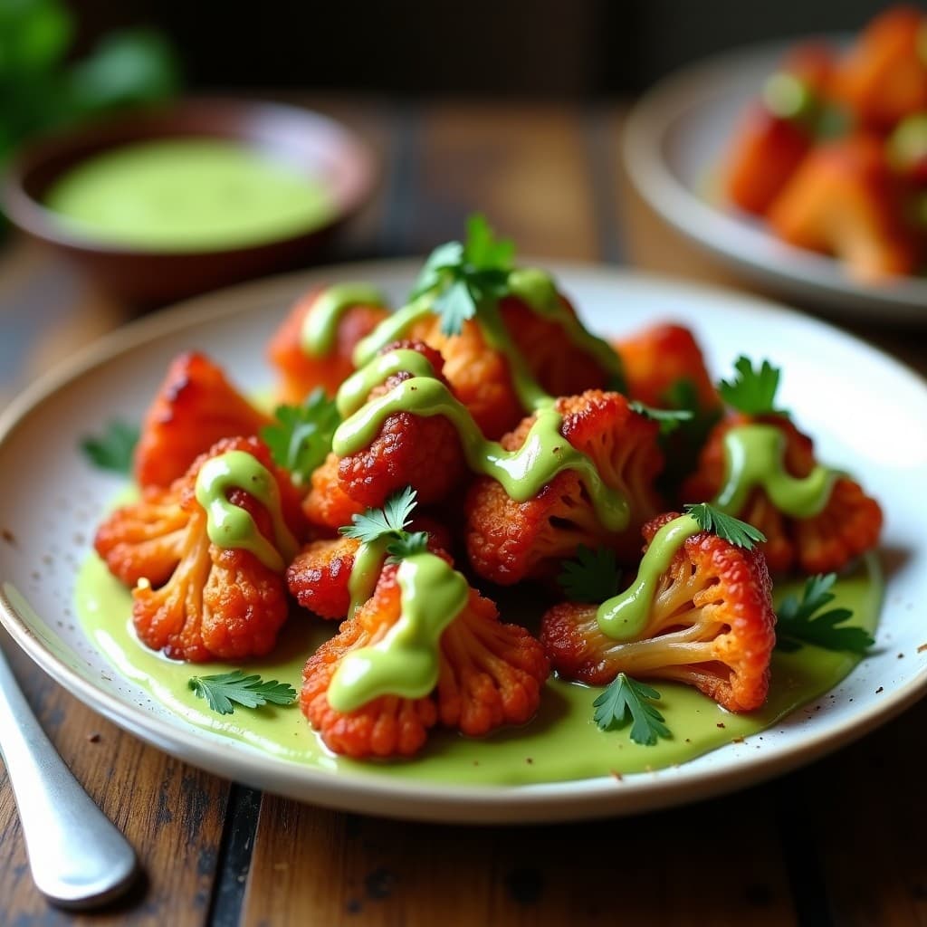Alitas de Coliflor al BBQ con Aderezo de Aguacate y Lima: Receta Vegana en Airfryer