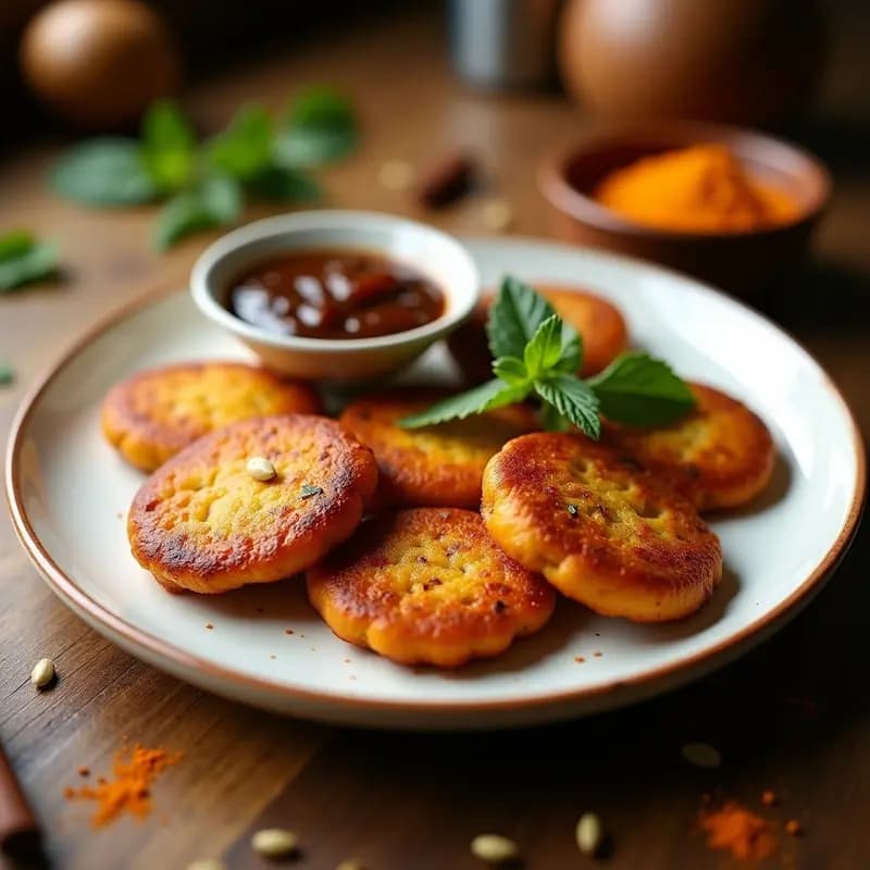 Aloo Tikki con Chutney de Tamarindo y Mentas: Entrante Indio Crujiente en Airfryer