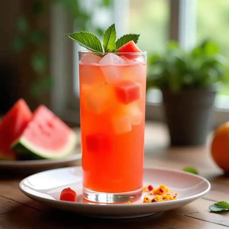Aperol Spritz Granizado con Sandía: Cóctel Italiano Refrescante y Sin Alcohol