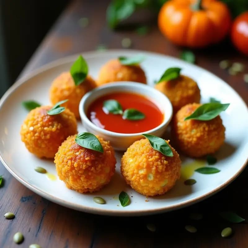 Arancini de Quinoa y Calabaza con Salsa de Tomate: Entrante Italiano Sin Lactosa