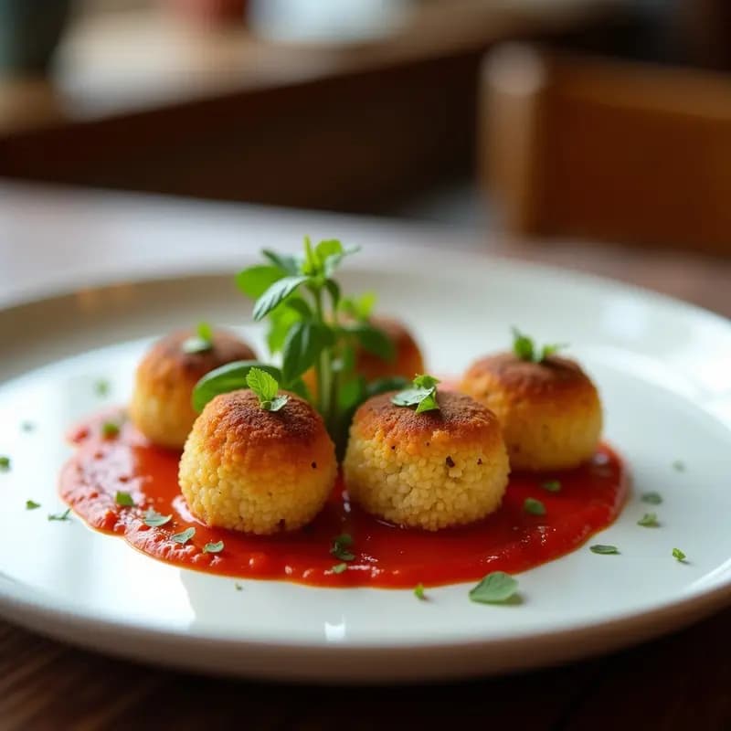 Arancini de Quinoa y Queso de Cabra con Salsa de Tomate Seco: Aperitivo Italiano Sin Gluten