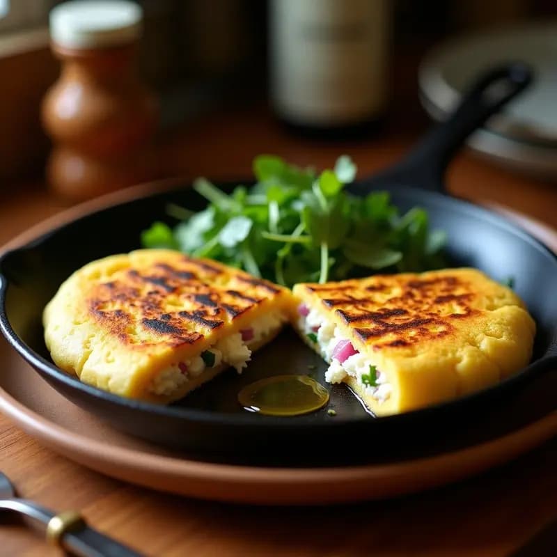 Arepa Colombiana de Maíz Negro y Queso de Oveja: Receta Sin Gluten en Plancha