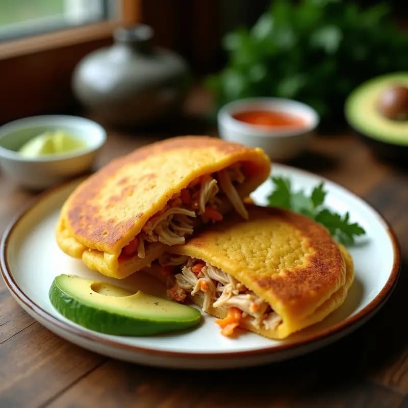 Arepa de Harina de Plátano y Pollo Desmechado: Receta Colombiana en Airfryer Sin Aceite