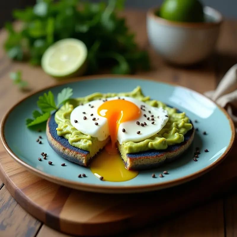 Arepa de Maíz Azul con Aguacate y Huevo: Desayuno Venezolano Sin Gluten