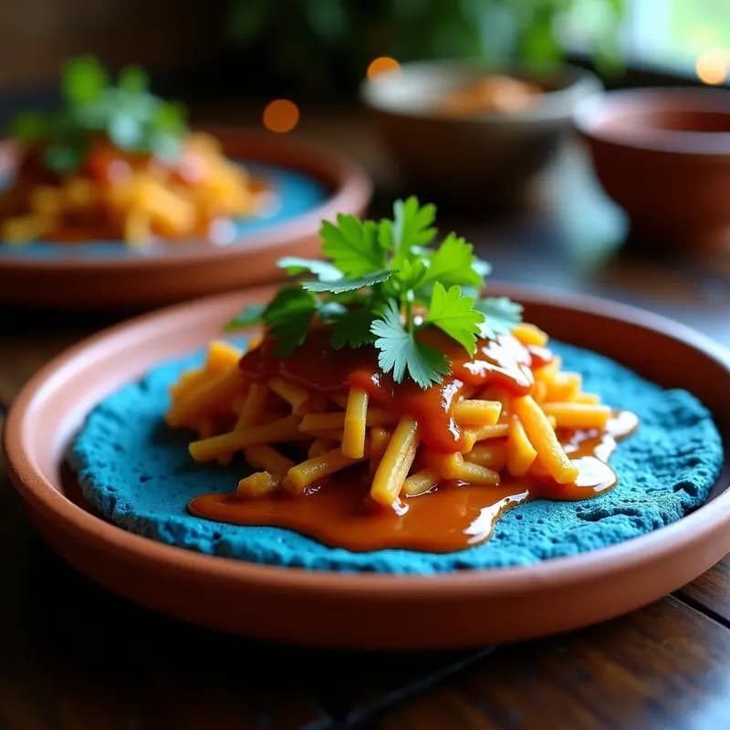 Arepa de Maíz Azul Rellena de Pull Jackfruit: Receta Venezolana Vegana con Salsa de Achiote