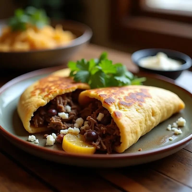 Arepa de Maíz Blanco con Relleno de Pabellón Criollo: Receta Venezolana Tradicional
