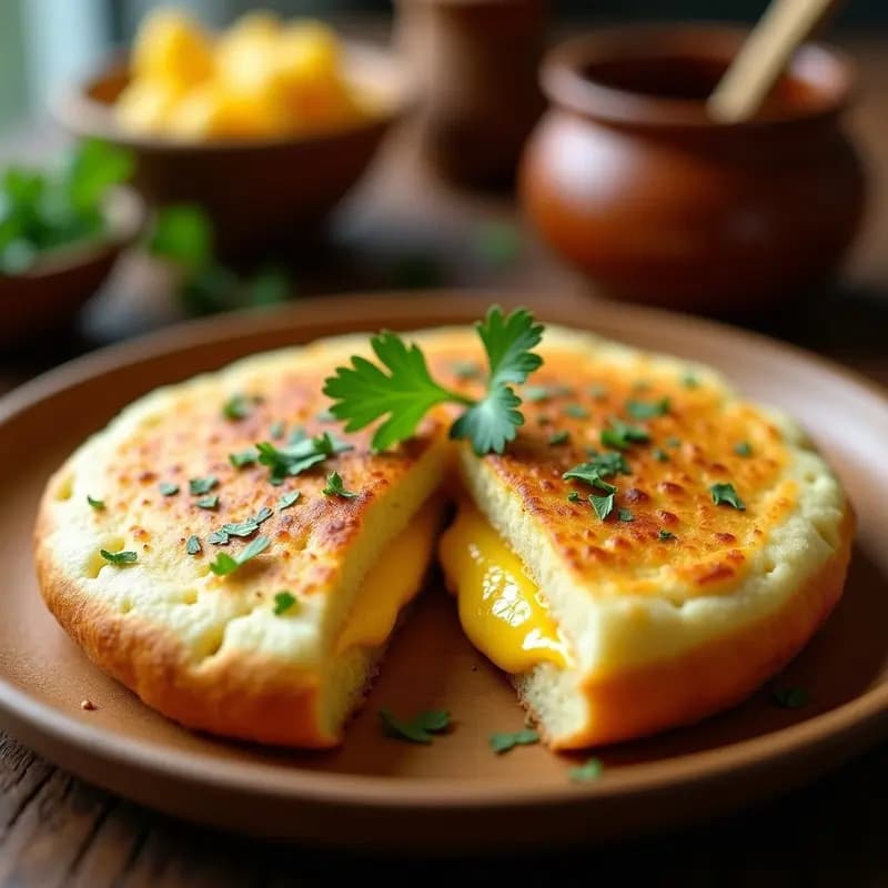 Arepa de Maíz Branco con Queso de Coalho y Mantequilla de Garlic: Receta Brasileña en Airfryer
