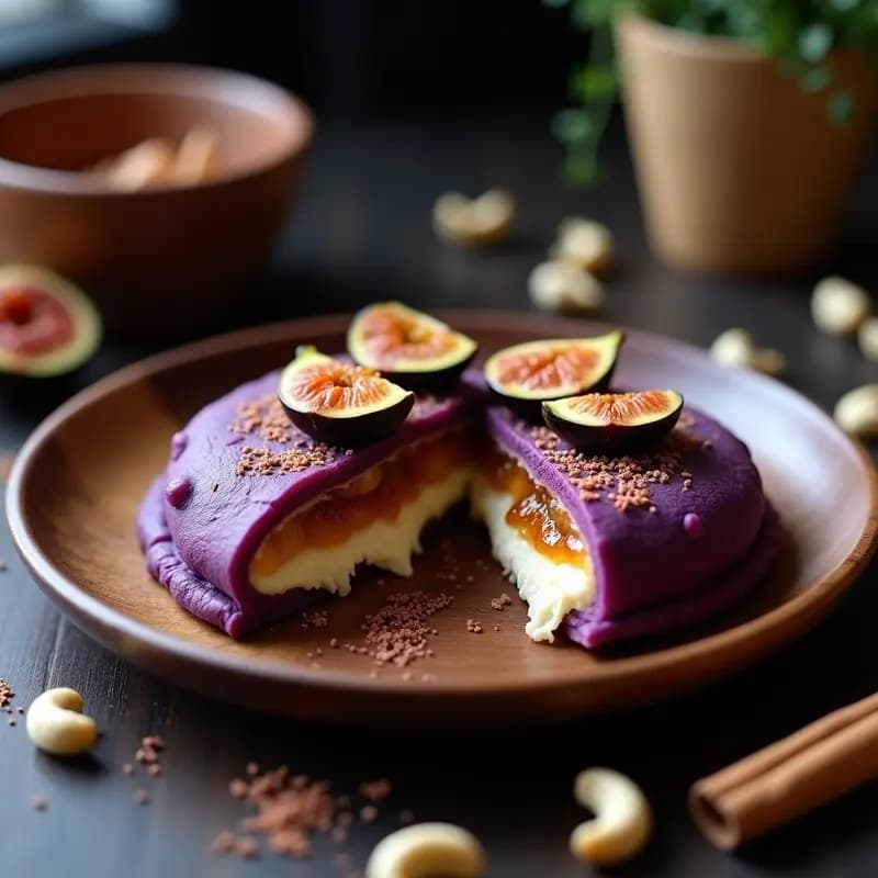 Arepa de Maíz Morado con Relleno de Queso de Anacardos y Higos: Receta Venezolana Sin Lactosa