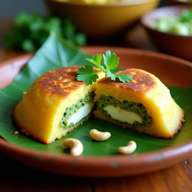 Arepa de Ñame Rellena de Queso de Anacardos y Pesto de Cilantro: Receta Caribeña Vegana
