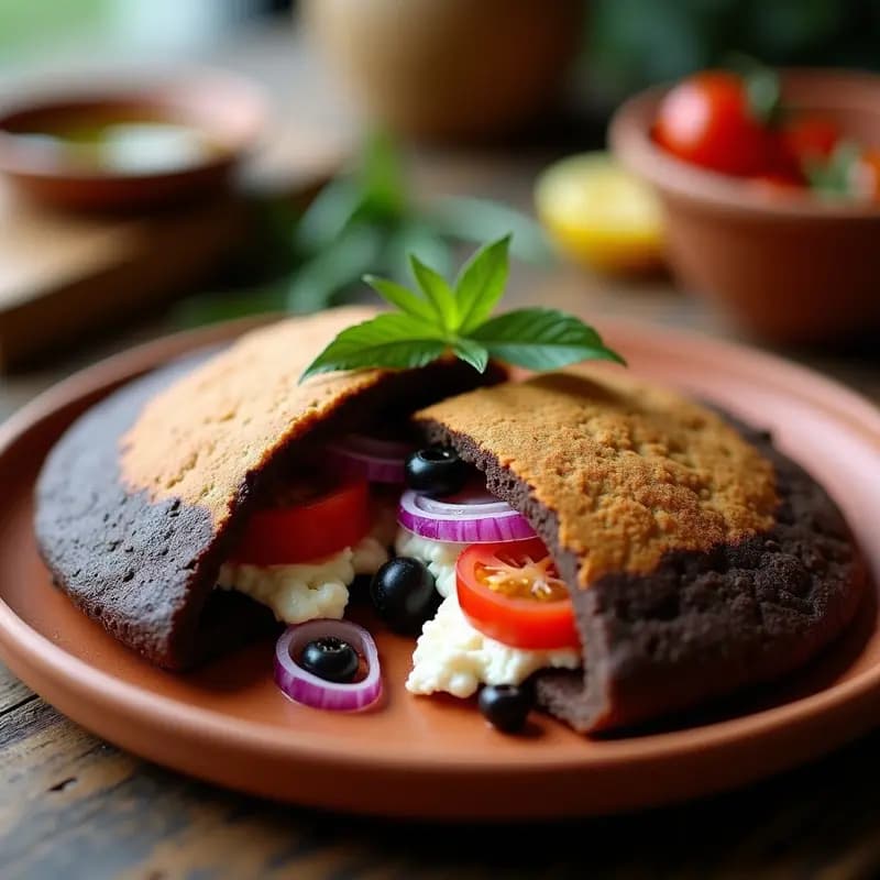 Arepa de Μαύρο Ψωμί (Pan Negro) Rellena de Queso Blanco: Receta Venezolana-Griega Fusion