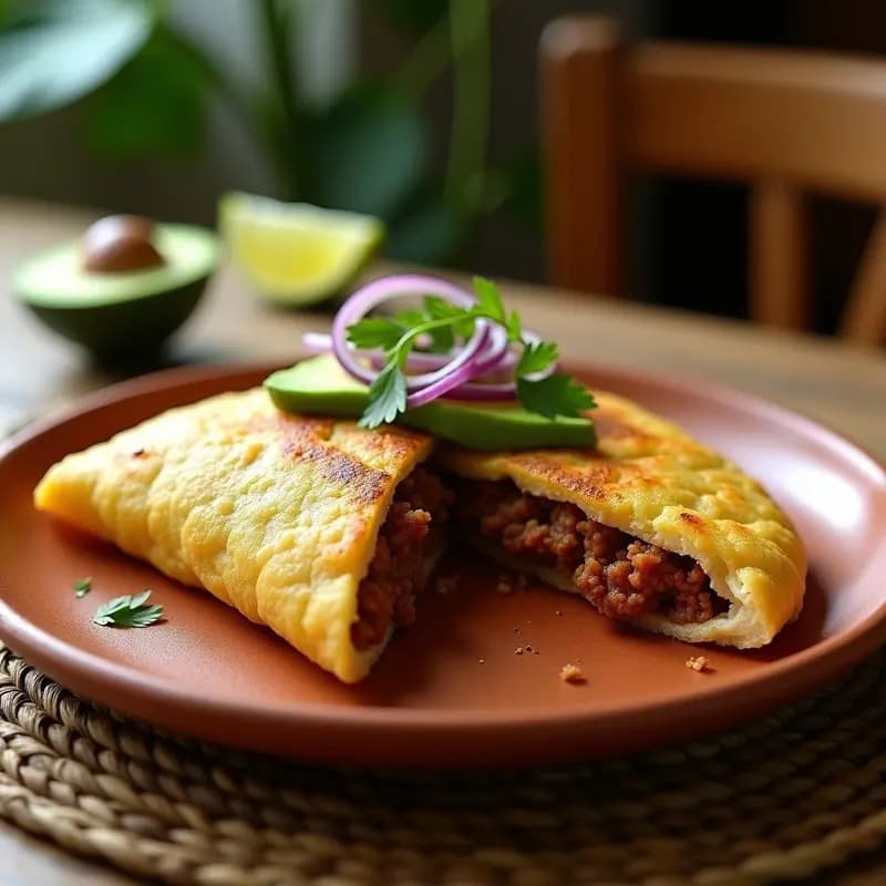 Arepa de Queso Guatemalteco con Chorizo Vegano y Aguacate: Receta Centroamericana en 20 Minutos
