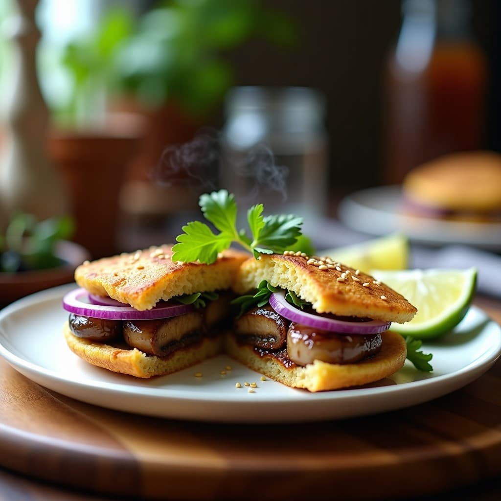 Arepa de Quinoa y Champiñones Portobello: Desayuno Vegano y Sin Gluten en 20 Minutos