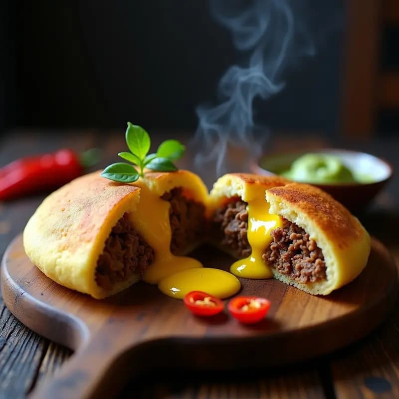 Arepa de Yuca Rellena de Carne Mechada y Queso Amarillo: Receta Colombiana-Venezolana en Comal