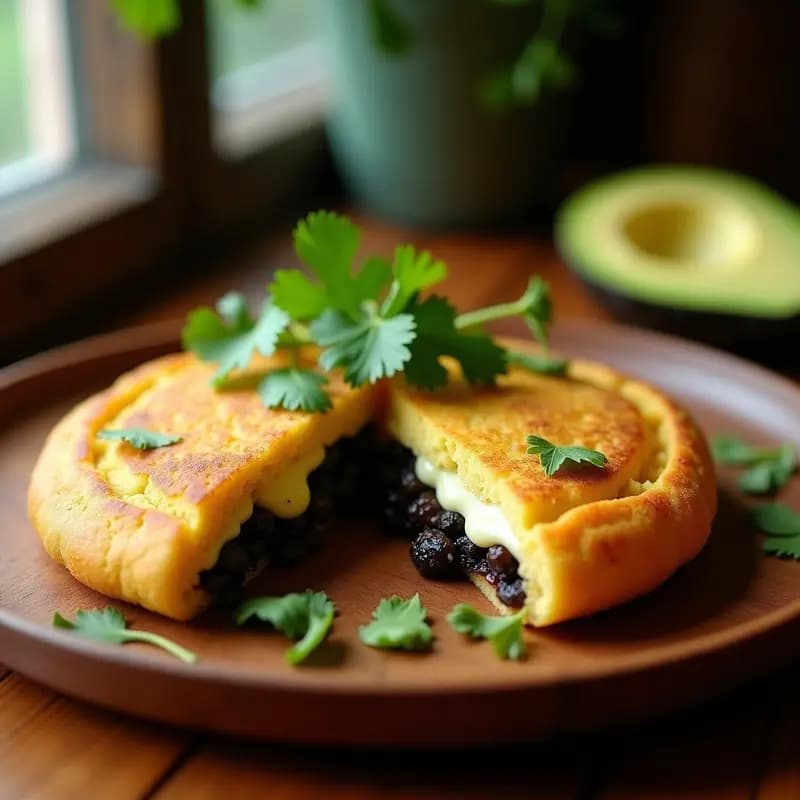 Arepa de Yuca Rellena de Huitlacoche y Queso Oaxaca: Receta Venezolana-Mexicana Fusion en Airfryer