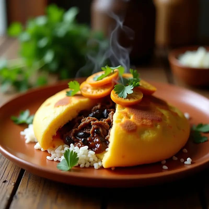 Arepa de Yuca Rellena de Queso Guayanés y Pabellon Criollo: Receta Venezolana Sin Harina de Maíz