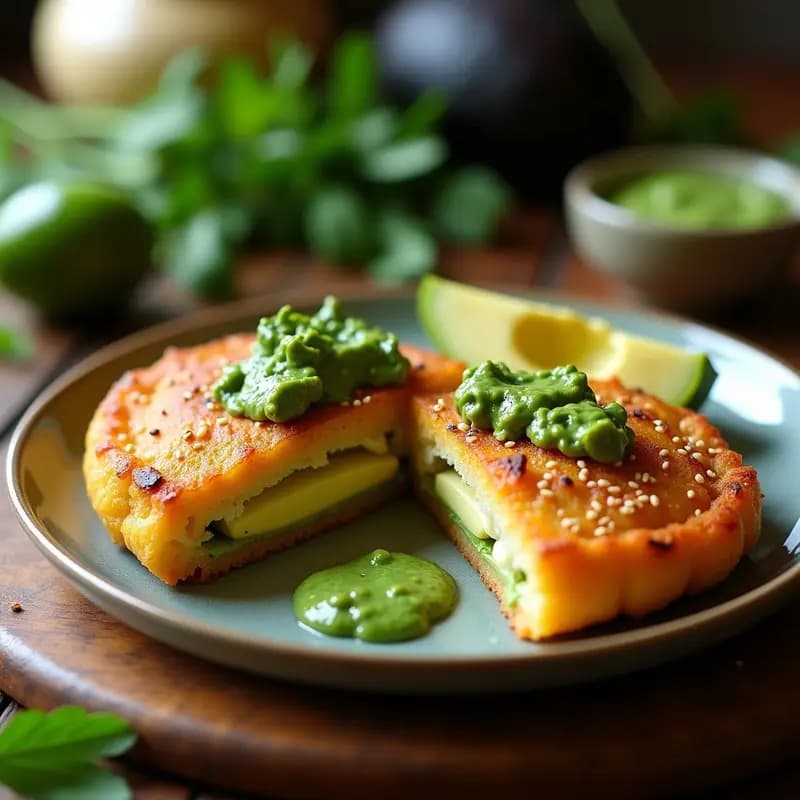 Arepas de Chía y Queso Feta con Aguacate y Salsa de Chimichurri: Receta Colombiana/Venezolana Keto en Airfryer