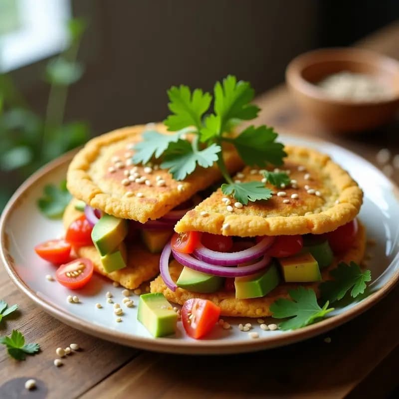 Arepas de Harina de Garbanzo Rellenas de Aguacate y Tomate: Receta Venezolana Keto