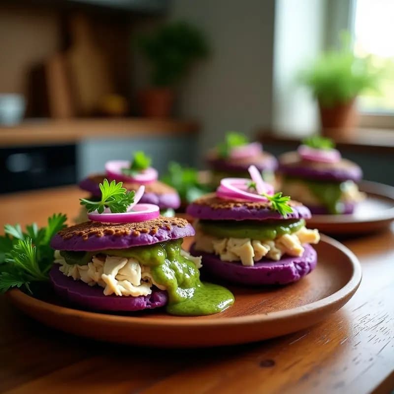 Arepas de Maíz Morado Rellenas de Pollo al Chimichurri: Receta Venezolana en Airfryer