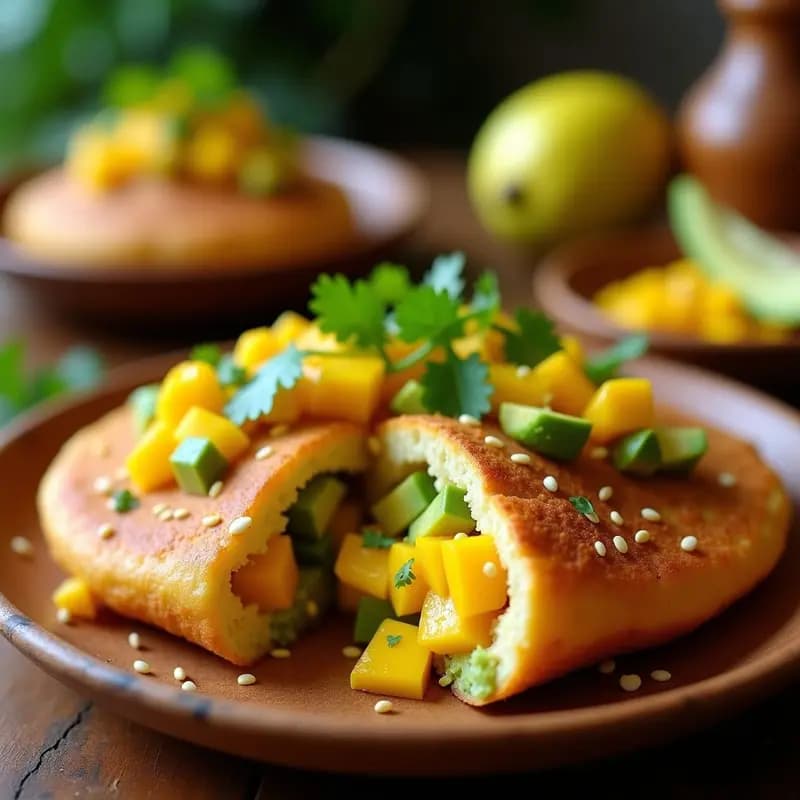 Arepas de Ñame con Relleno de Aguacate y Mango: Desayuno Colombiano Sin Gluten