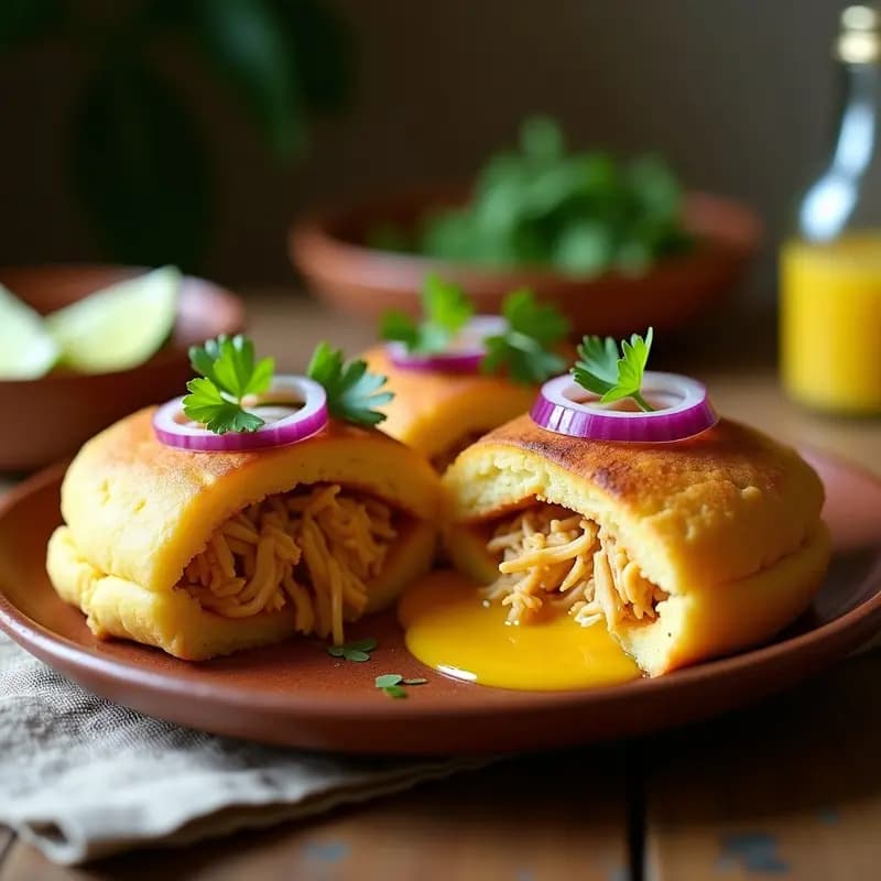 Arepas de Yuca Rellena de Pollo al Ají Amarillo: Receta Peruana-Colombiana Sin Harina de Maíz