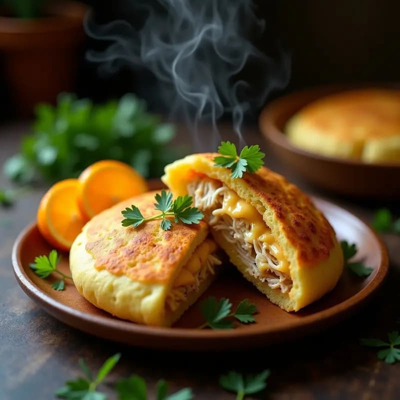 Arepas de Yuká Rellenas de Pollo Desmechado y Queso Guyayese: Receta Venezuelana Tradicional