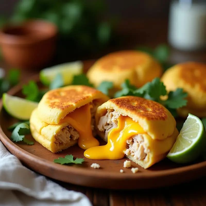 Arepas de Yukka Rellenas de Pollo Desmechado y Queso Amarillo: Desayuno Colombiano sin Gluten