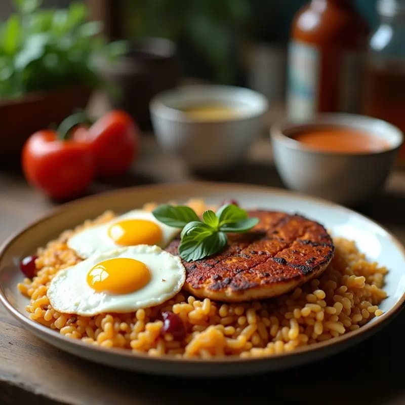 Arroz a la Cubana con Plátano Macho y Huevos Star: Receta retro en sartén antiadherente