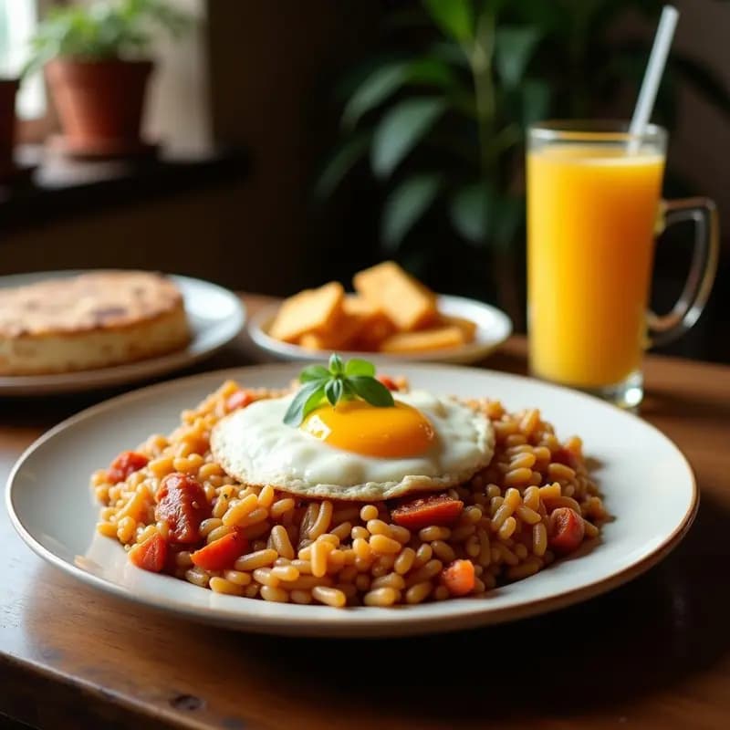 Arroz a la Cubana con Plátano Maduro y Huevo Poché: Receta Tradicional con Toque Gourmet