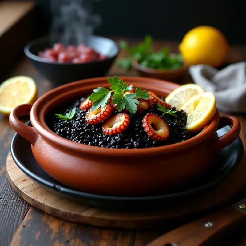 Arroz Negro con Pulpo: Receta Auténtica en Caldera con Tinta de Calamar