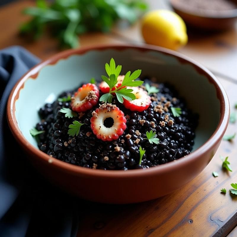 Arroz Negro con Pulpo y Zaatar: Receta Gourmet en 30 Minutos con Sabor Profundo