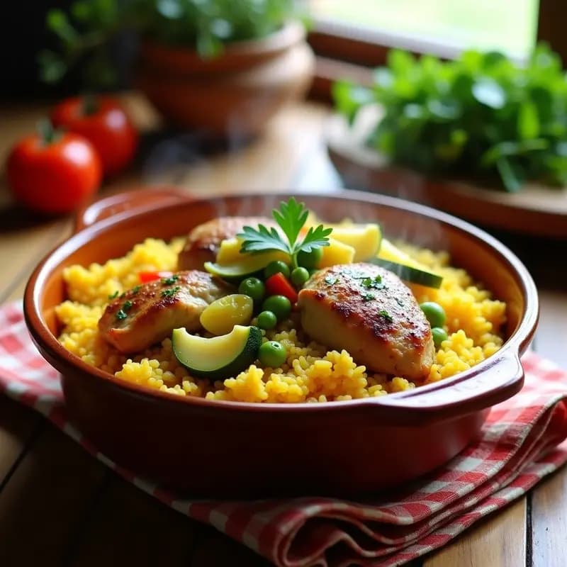 Arroz con Pollo y Verduras al Estilo de la Huerta: Receta de un Solo Plato