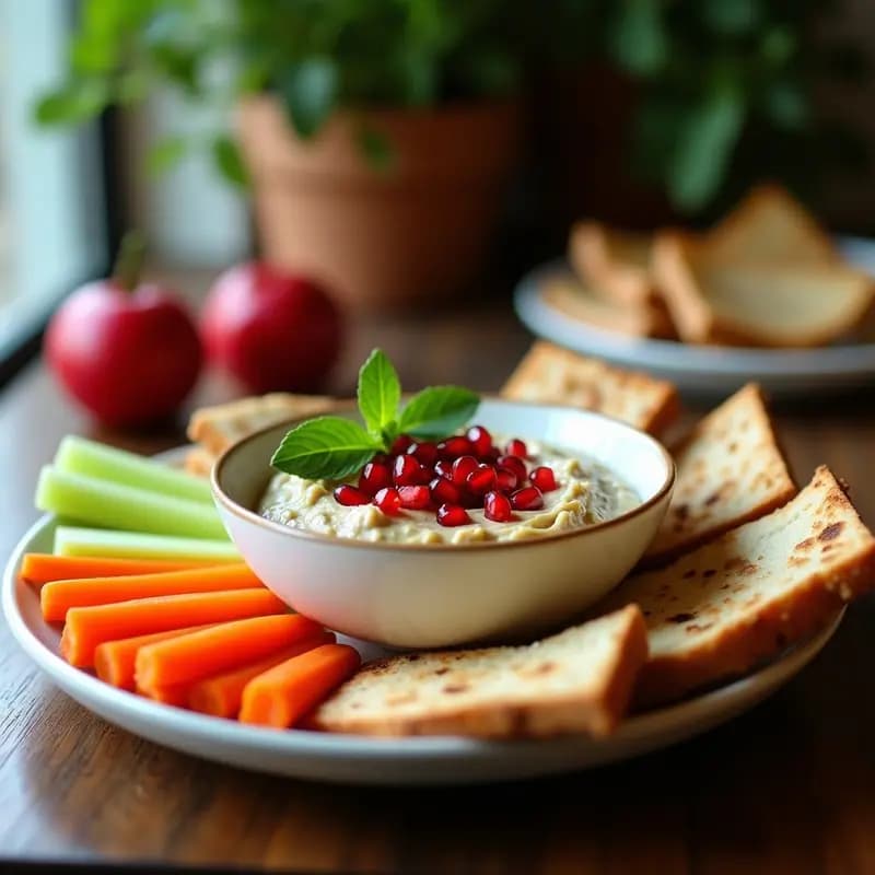 Baba Ganoush con Granados y Mentas: Receta Libanesa Vegana y Refrescante
