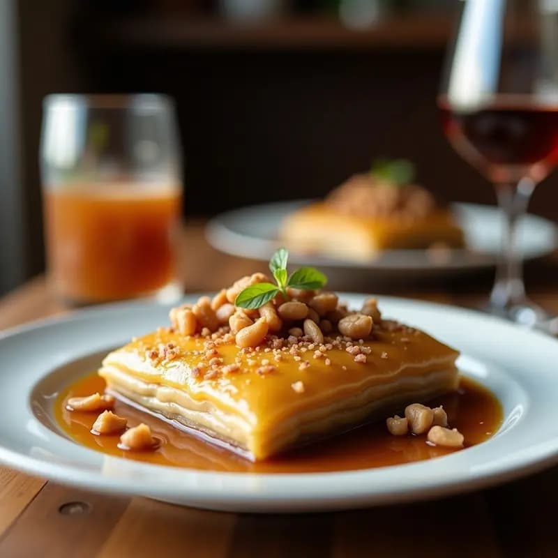 Baklava de Nuez y Cardamomo con Jarabe de Agave: Postre Turco sin Harina y Vegano