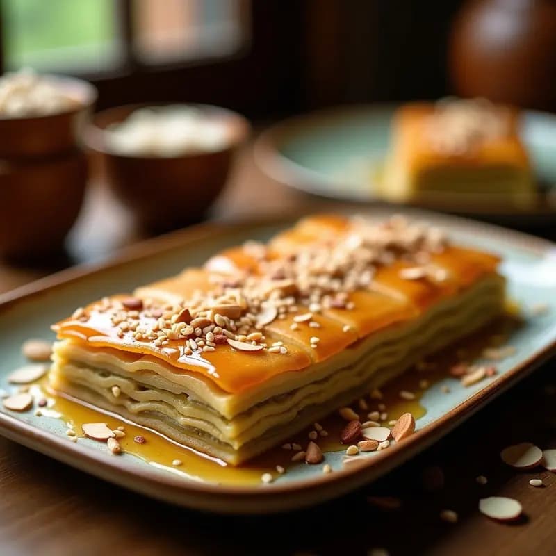 Baklava de Plátano Macho y Miel de Dátil: Postre filipino sin harina y crujiente