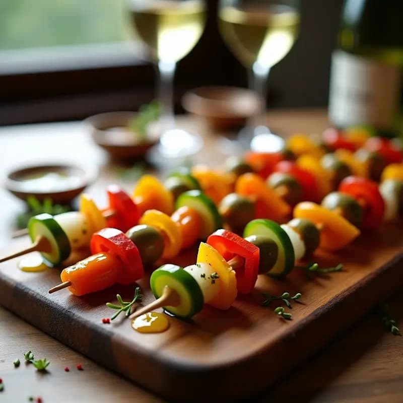 Banderillas de Encurtidos: Aperitivo Español Bajo en Calorías y Sin Lácteos