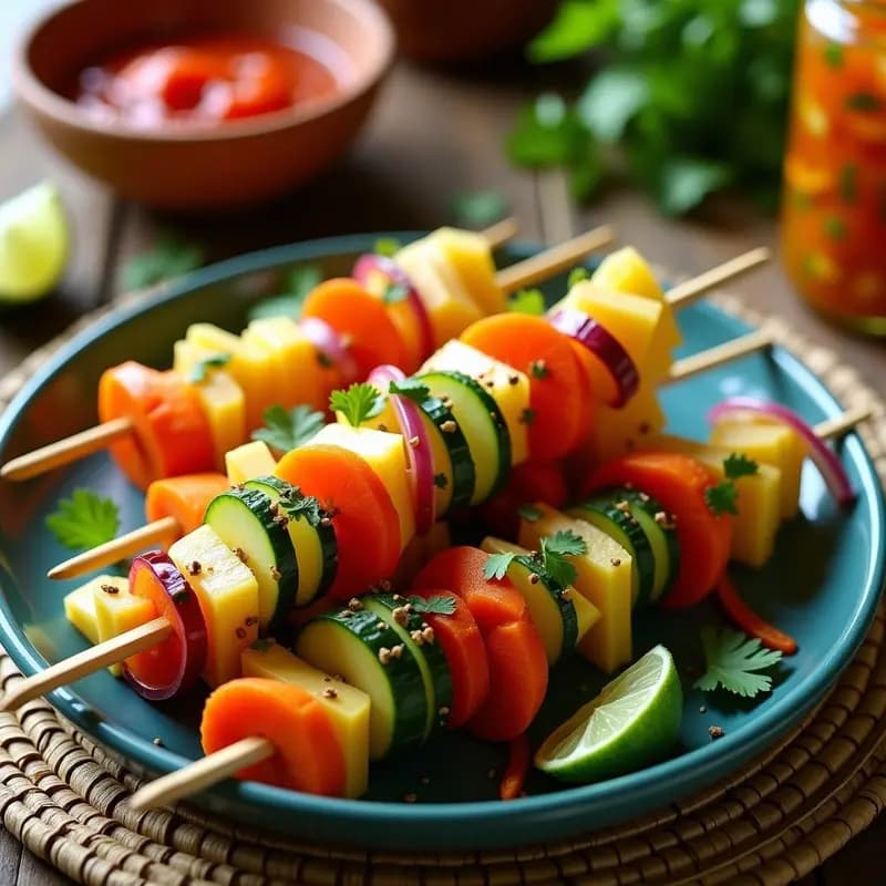 Banderillas de Encurtiidos Mexicanas: Aperitivo Picante y Crujiente con Jicama y Pepino
