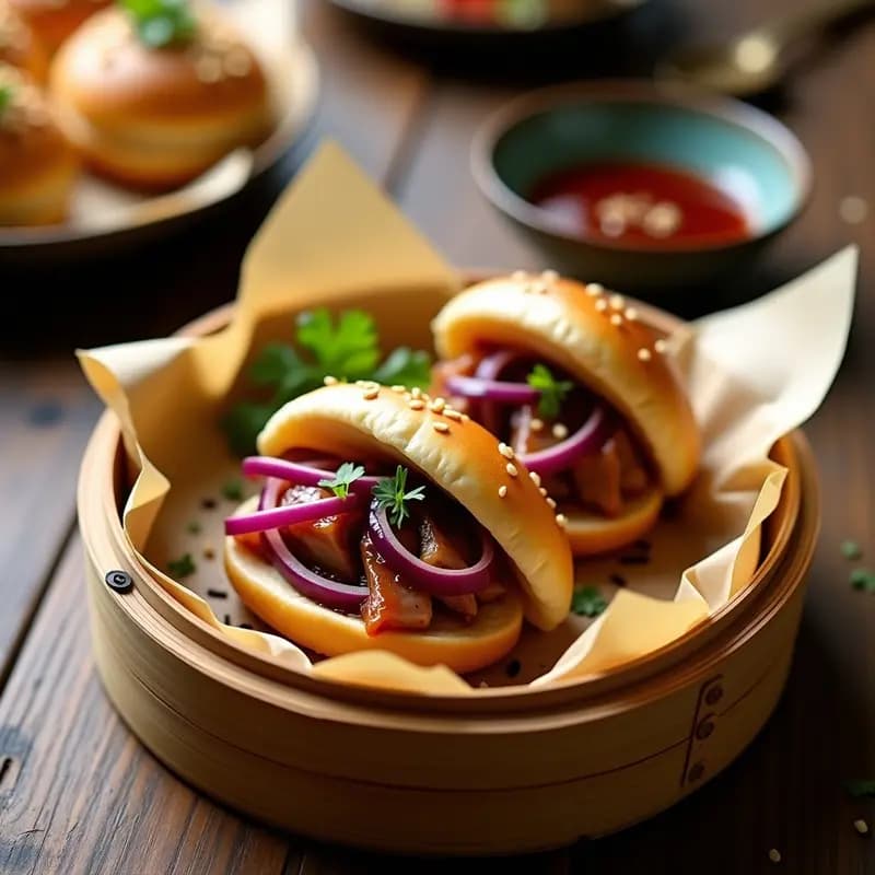 Bao Buns Chinos Rellenos de Pato Peking y Cebolla Morada: Receta de Street Food en Airfryer