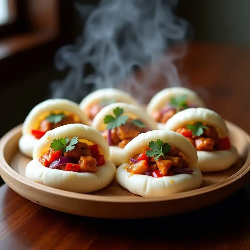 Bao Buns de Chongqing con Pollo Sichuan: Receta China Picante y Jugosa