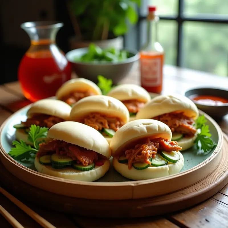 Bao de Cerdo BBQ y Pepino: Bollos al Vapor Chinos con Toque Picante en 30 Minutos
