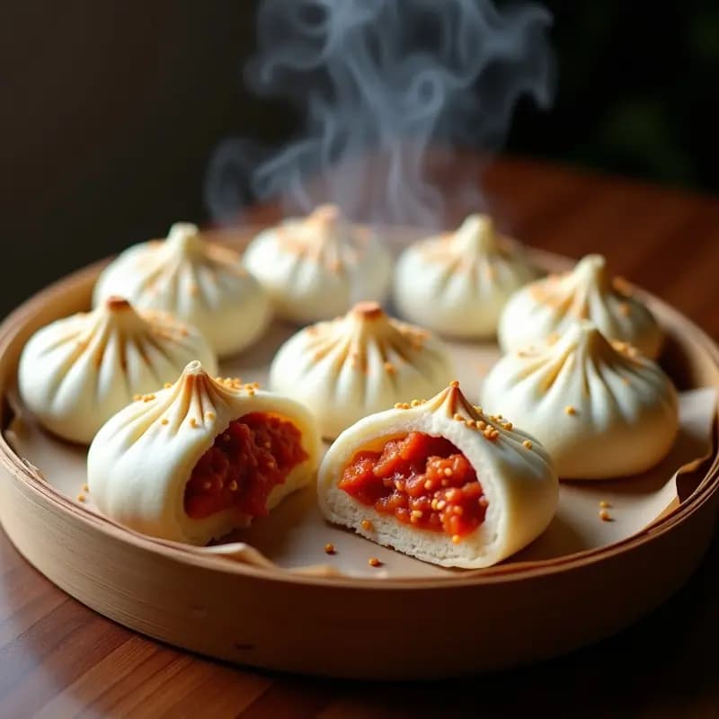 Bao de Cerdo y Kimchi: Panecillos Chinos al Vapor con Toque Coreano