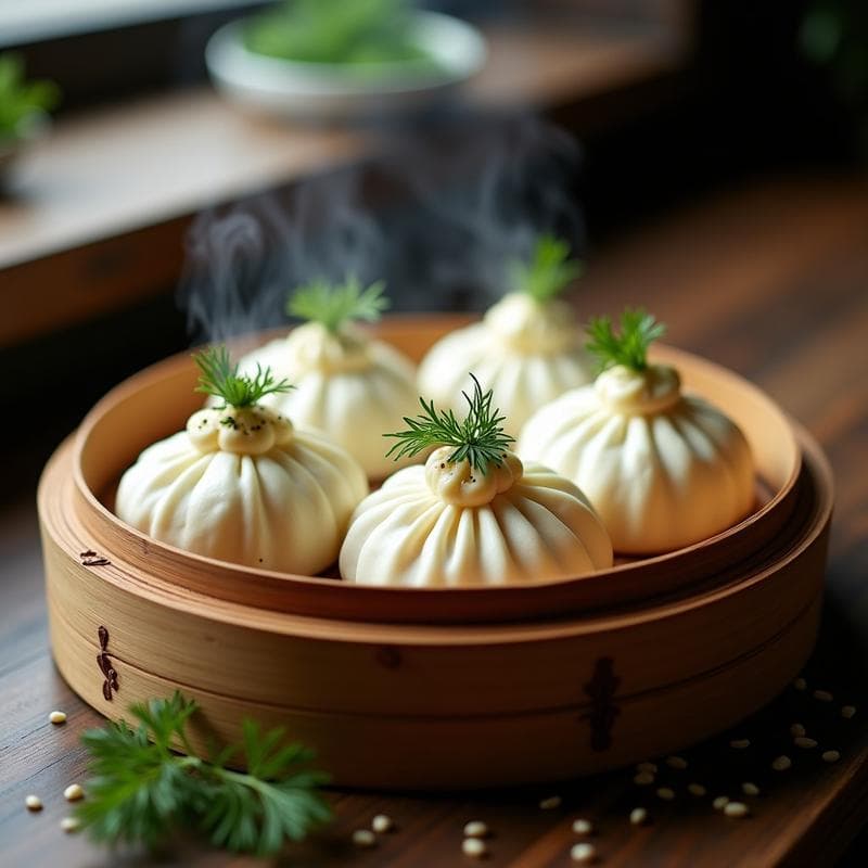 Bao Veganos de Pollo de Seitán y Eneldo: Receta China al Vapor en Thermomix