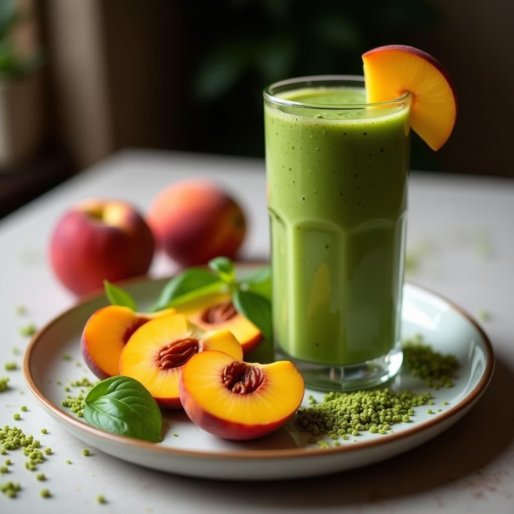 Batido de Algas Chlorella y Melocotón con Jengibre: Bebida Depurativa y Energizante Sin Azúcar