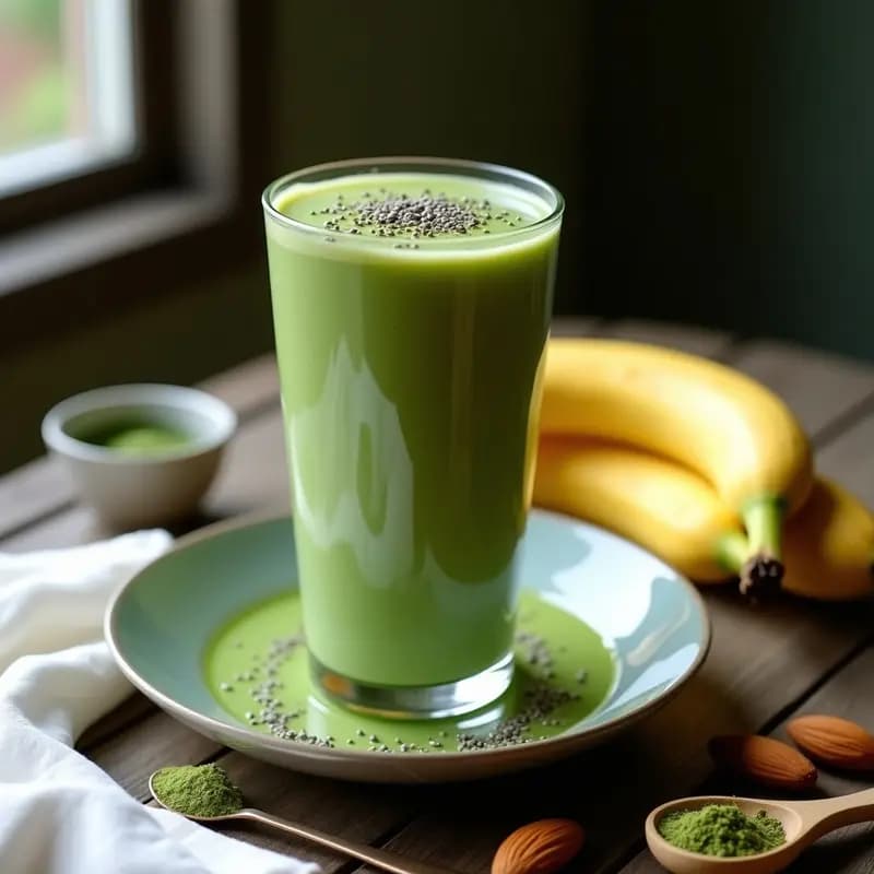 Batido de Almendra y Espirulina con Plátano Congelado: Desayuno Vegano Alta en Hierro