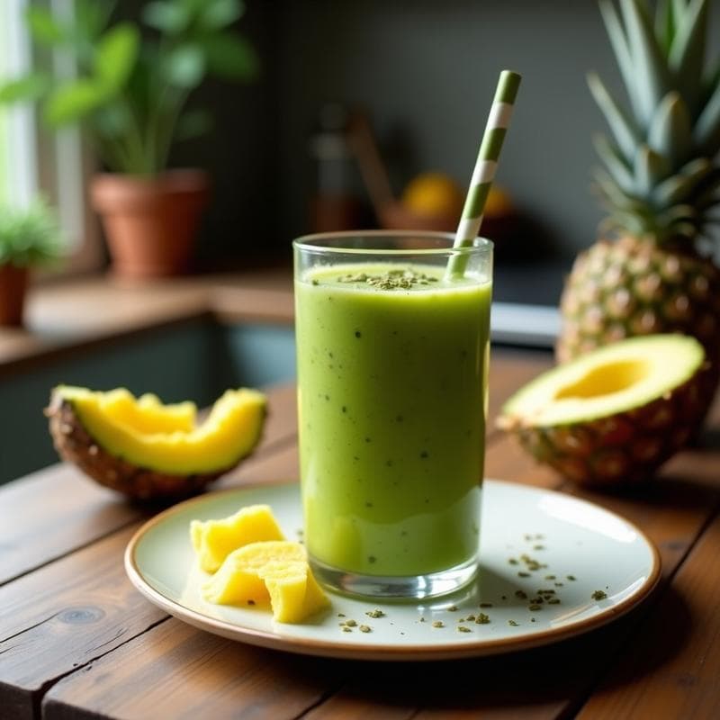 Batido de Espirulina y Piña con Agua de Coco: Bebida Detox y Energizante en 5 Minutos